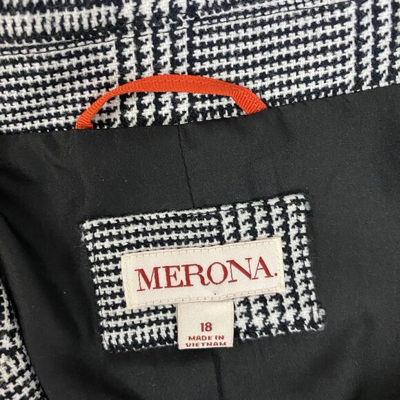 Merona Blazer Womens Sz 18 Jacket Black Houndstooth Office Corpcore Boardroom - Picture 13 of 15